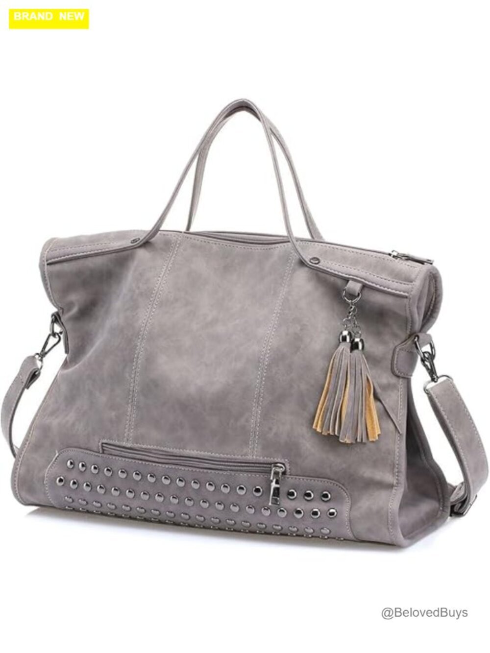 Gothic Studded Faux Leather Tote Bag Satchel Handbag Motorcycle Crossbody Purse